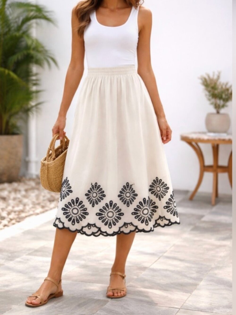 Universal Thread Eyelet Midi Skirt